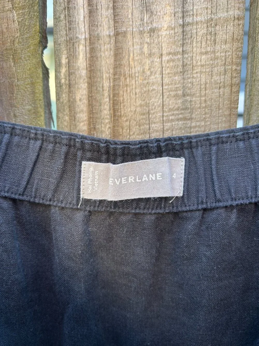 Everlane Black 100% Linen Short Sleeve Button Front Picnic Jumpsuit Womens 4